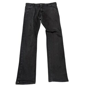 Smoke Rise Mens Black Distressed Straight Leg Denim Jeans Size 38x34